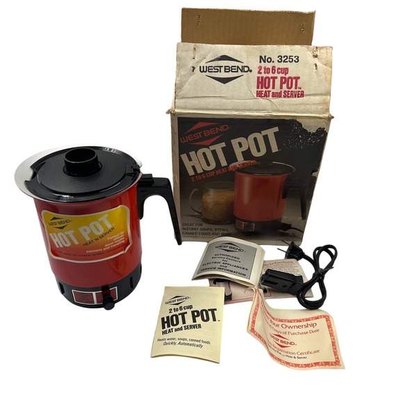 West Bend Vintage Hot Pot 36 Oz  2-6 Cup Plug In NOS New Old Stock TESTED 3253 - Picture 1 of 13
